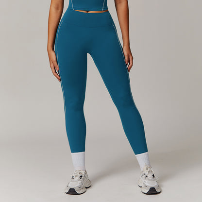 Color Block High Waisted Yoga Leggings with Pockets for Women for Running Fitness and Everyday Wear Style 5009