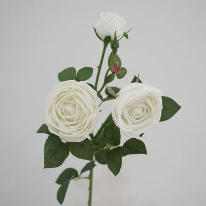 Touch Realistic Hydrating 3-Head Sweetheart Rose Home Decor Flower Arrangement - Perfect for Photography Props & Elegant Interior Decoration