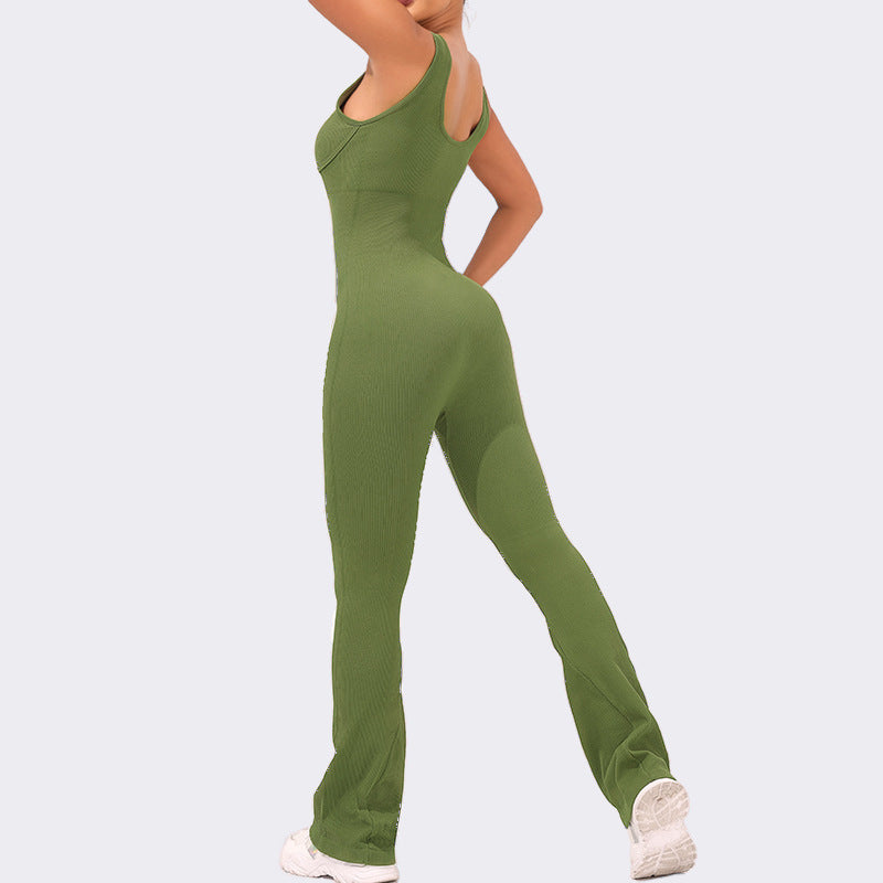 High Elastic Body Shaping Yoga Jumpsuit with Tummy Control and Butt Lift Wide Leg Bodysuit for Comfort and Performance