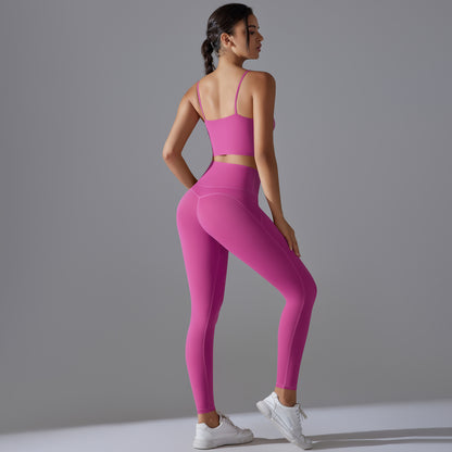 High Waisted Butt Lifting Yoga Set with Built In Support No Underwear Needed for Comfort During Workouts