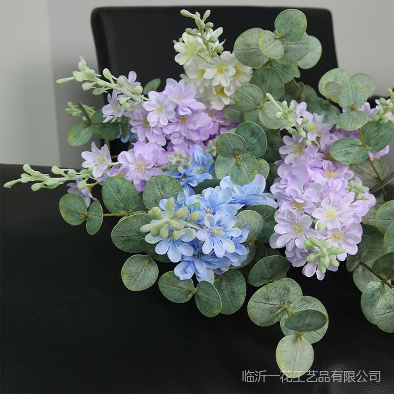 Modern Minimalist Faux Flower Delphinium Decor - Stunning Silk Flower Arrangement for Living Room Tables, Ideal for Home Decor and Photography Props