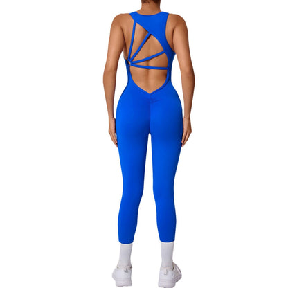 Women's Sleeveless Yoga Jumpsuit All in One Stretch Fitness Outfit for Running and Workout for Active Lifestyle