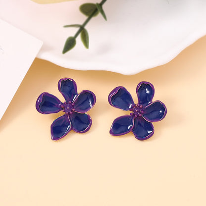 Elegant Enamel Flower Stud Earrings with Unique Design | Minimalist Chic Accessory for Distinctive Style