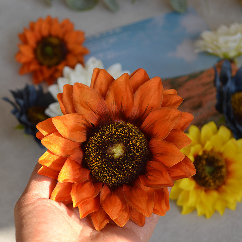 Realistic 12CM & 8CM Artificial Sunflower Flower Heads - Perfect for DIY Floral Arrangements, Home Decor, and Craft Projects