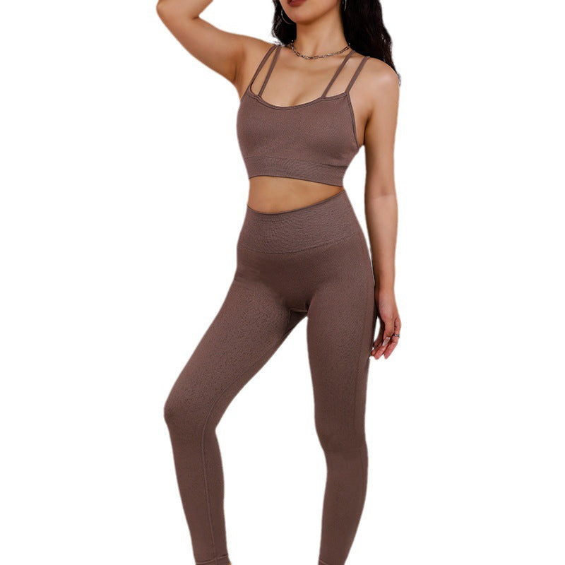 2 Piece Yoga Set with Cross Back Sports Bra and High Waisted Leggings for Fitness Dance and Everyday Comfort