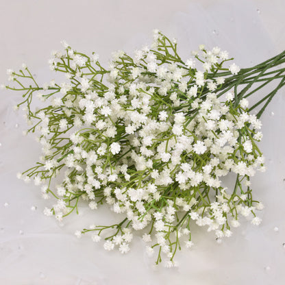 Elegant White Soft Silicone Three-Pronged Starry Sky Fake Flower Arrangement - Perfect for Home Décor, Living Room Display, and Wedding Decorations