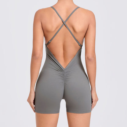 Quick Dry Sports Bodysuit with Racerback Design Ideal for Running Fitness and Yoga Women's Compression Jumpsuit 43014