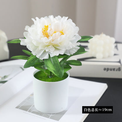 Elegant Artificial Peony with Leaves - Single-Headed Realistic Silk Peony Plant for Outdoor Wedding Décor and Event Crafting