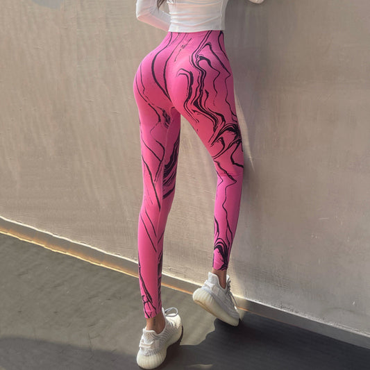 High Waisted Seamless Printed Butt Lifting Fitness Leggings for Women Tie Dye Yoga Pants for Outdoor Workouts and Training