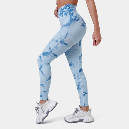 High Waisted Tie Dye Fitness Leggings for Women Peach Lifting Yoga Pants with Quick Dry Technology Three Quarter Length for Workouts and Everyday Wear