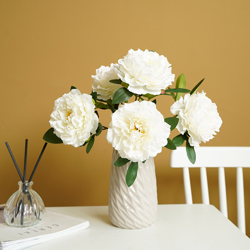 Realistic 5-Peony Faux Flowers for Wedding Decor - Perfect for Hotel and Venue Arrangements, Bouquets, and Aisle Markings