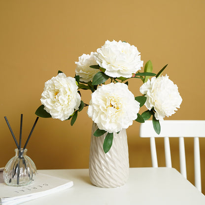 Realistic 5-Peony Faux Flowers for Wedding Decor - Perfect for Hotel and Venue Arrangements, Bouquets, and Aisle Markings