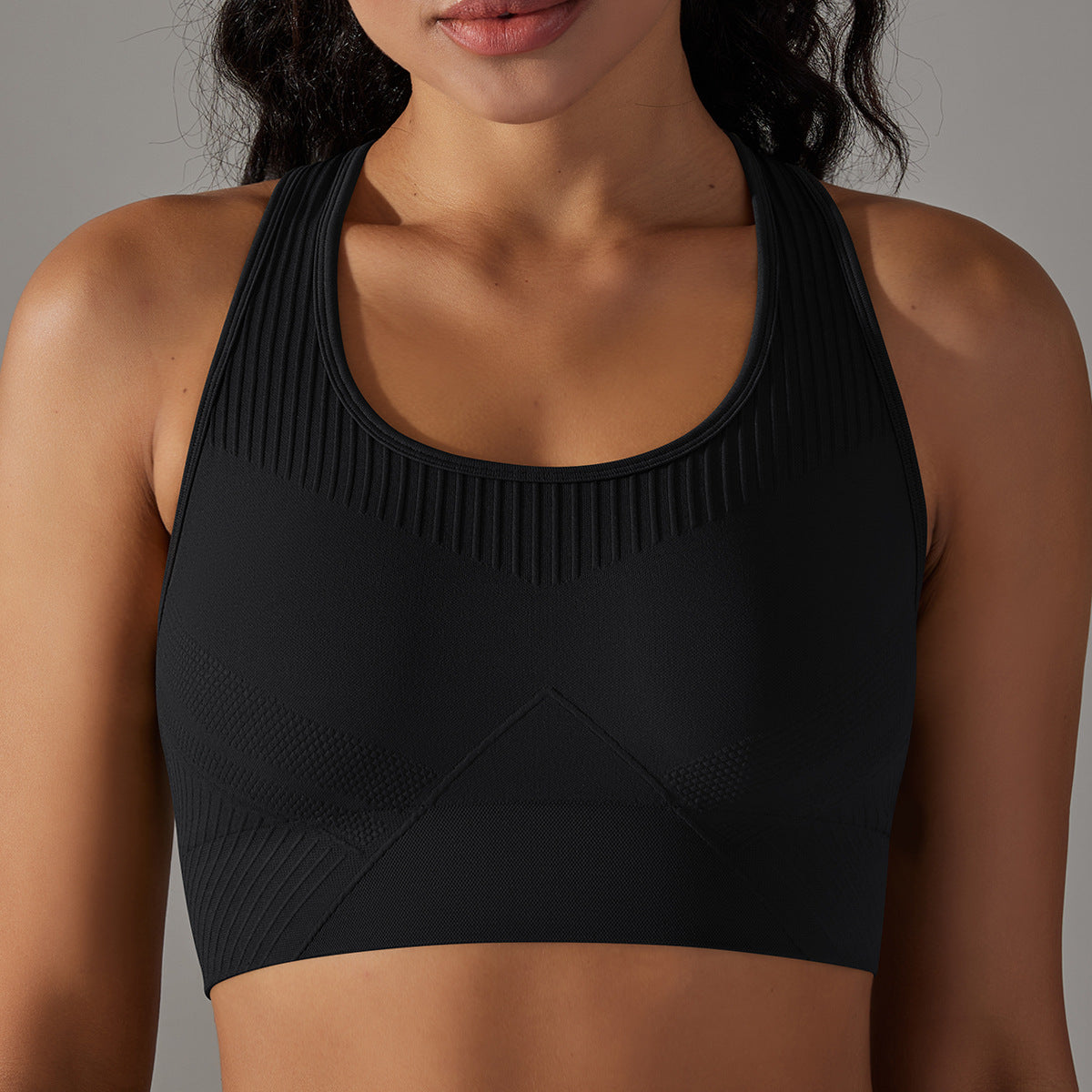 Seamless Knitted Jacquard Sports Yoga Gym Tank Top Ultra Stretch Supportive Shock Resistant and Beautifully Shaped Sports Bra for Optimal Performance