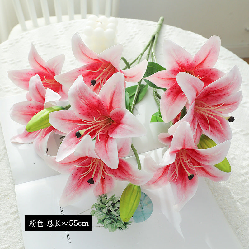 Realistic Faux Lily Wedding Bouquet - 9-Head Faux Floral Arrangement for Stunning Wedding Decorations, Hotel Centerpieces, and Event Styling