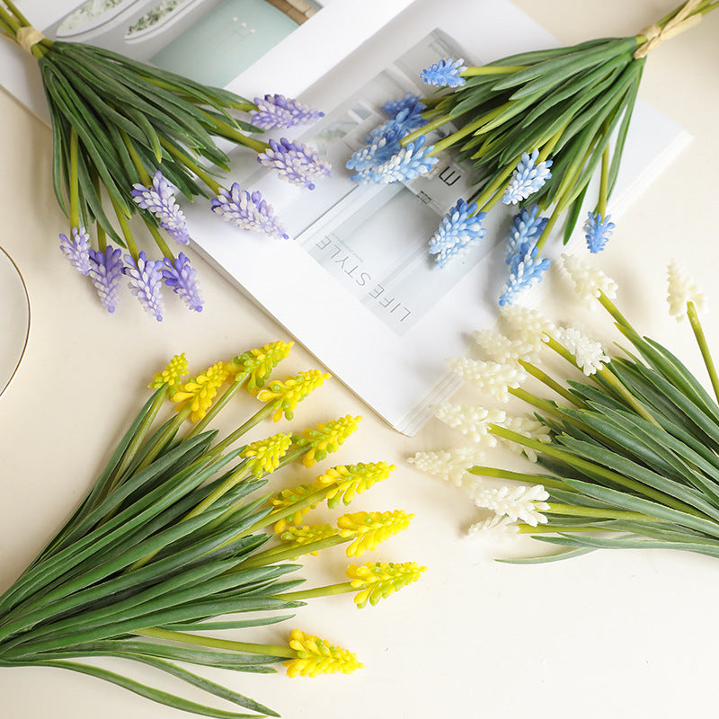 Set of 6 Stunning Faux Hyacinth and Larkspur Flowers - Perfect for Weddings, Living Room Decor, and Photography Props