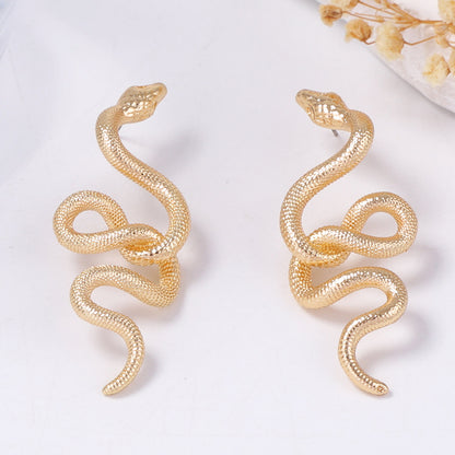 Unique Textured Animal-Inspired Statement Snake Earrings - Effortlessly Chic, Versatile Everyday Wear for a Touch of Luxurious Minimalism