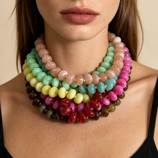 Personalized Colorful Macaron Beaded Necklace for Women - Perfect for Spring/Summer Vacation Vibes, Trendy Jewelry Accessory