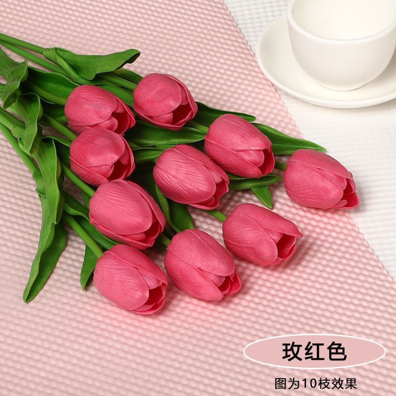 Realistic PU Tulip Artificial Flower Bouquet - Perfect Photo Prop and Elegant Home Décor for Living Room Floral Arrangements