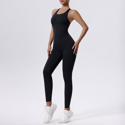 Women's Zip Up Sleeveless Yoga Jumpsuit and Comfortable Fitness Bodysuit for Active Wear for Gym Outdoor and Daily Use