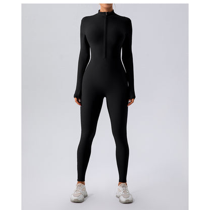 Cozy Winter Fleece Lined Full Body Yoga Jumpsuit for Women Long Sleeve Thermal Fitness Outfit for Warmth and Style in Every Workout