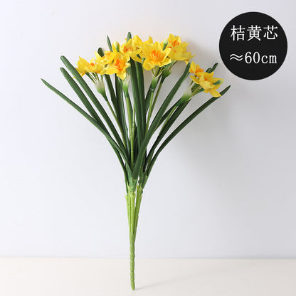 Realistic Artificial Yellow Daffodil Bouquet - Perfect Table Decor for Home and Office - Vibrant Indoor Decorative Flowers