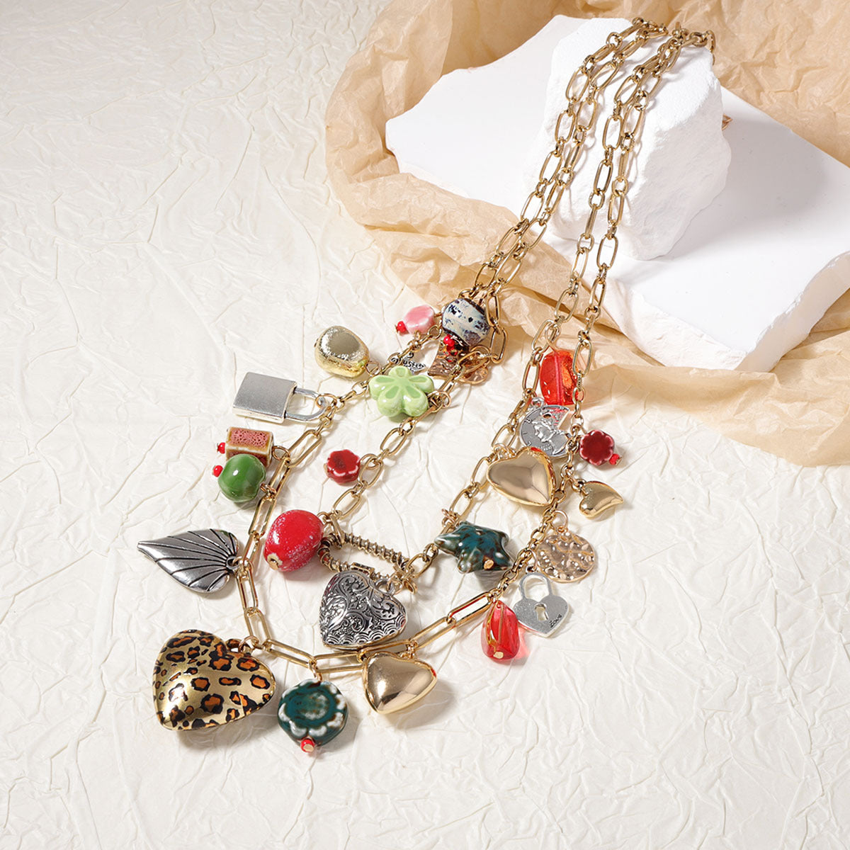 Bohemian Vintage Vacation-Inspired Layered Alloy Pendant Necklace - Versatile Dual-Layer Design for Effortless Casual Style