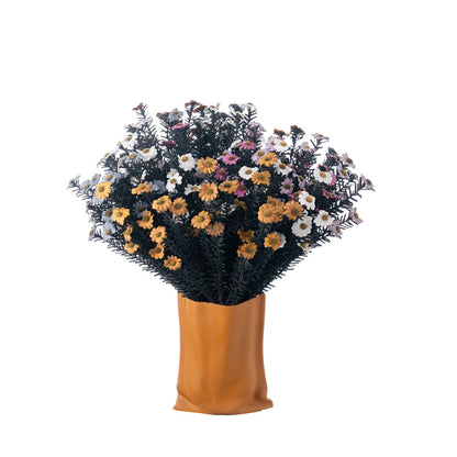 Stunning Solar-Powered PE Mini Daisy Artificial Flower Bouquet - Perfect for Home Decor, Wedding Celebrations, Aisle Markers, and Floral Walls | MW09912