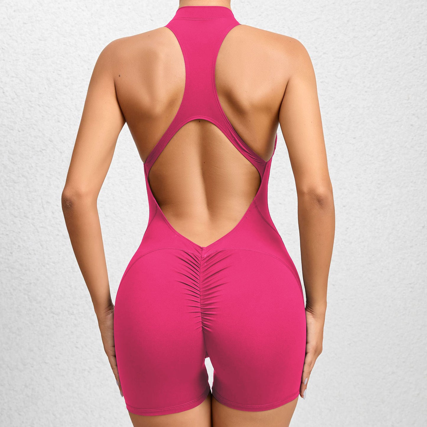 Seamless High Waisted Zip Up Yoga Pants for Comfort Butt Lifting Full Body Quick Dry Workout Jumpsuit with Wrinkle Design