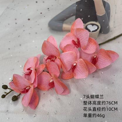 Luxurious 3D Realistic Orchid Simulation Flowers - Elegant Silk Fabric Beauty Decor for Sophisticated Home Styles