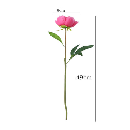 Realistic Single Stem Peony Silk Flower for Wedding Decor, Living Room Centerpiece, and Elegant Entrance Table Decoration