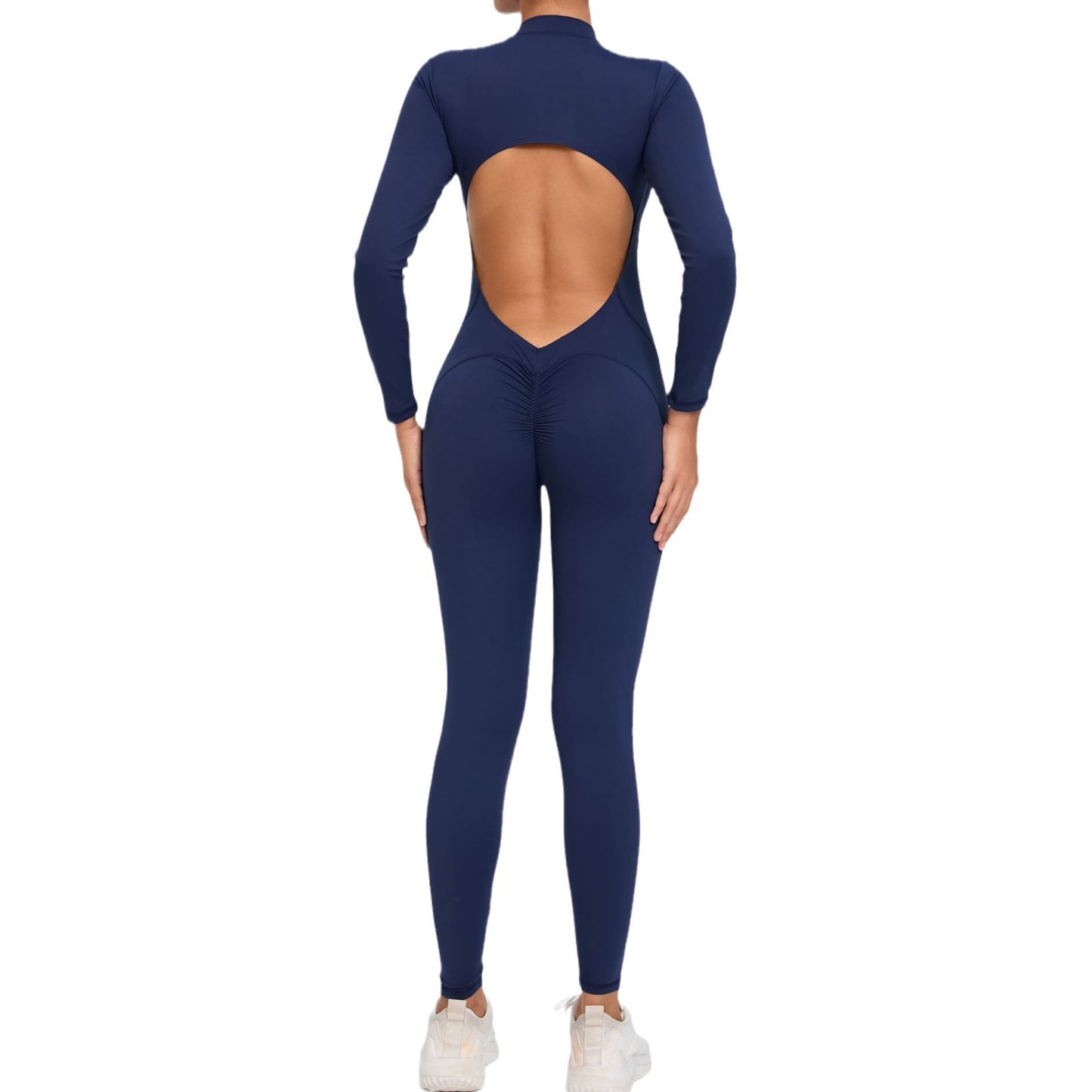 Zip Up Long Sleeve Yoga Jumpsuit for Women and Functional Fitness Bodysuit with Leggings for Gym Workouts