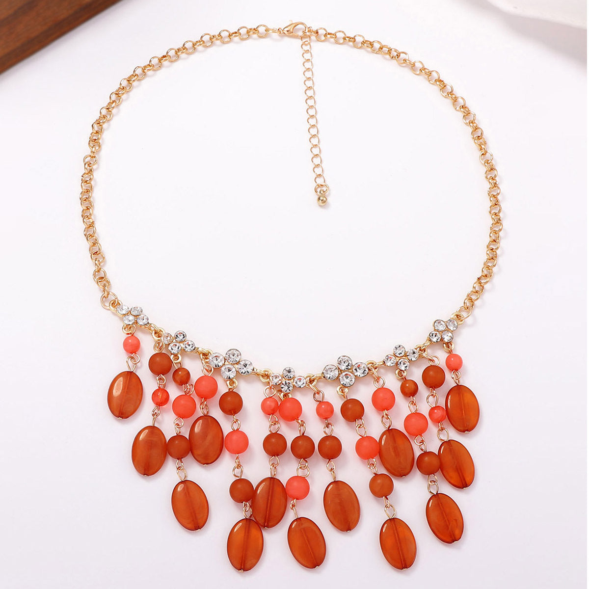 Elegant Resin  Shaped Tassel Necklace and Earring Set - Versatile and Chic Jewelry for Women
