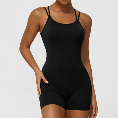 Cross Back Yoga Bodysuit for Women Deep V Cut Open Back Design and Butt Lifting Features for Fitness Dance and Everyday Wear