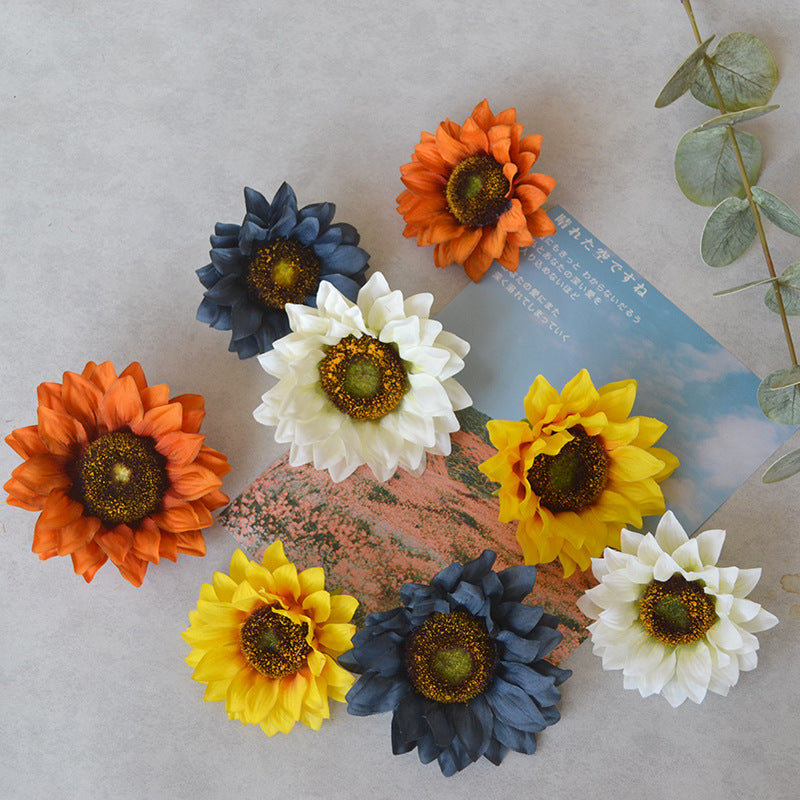 Realistic 12CM & 8CM Artificial Sunflower Flower Heads - Perfect for DIY Floral Arrangements, Home Decor, and Craft Projects