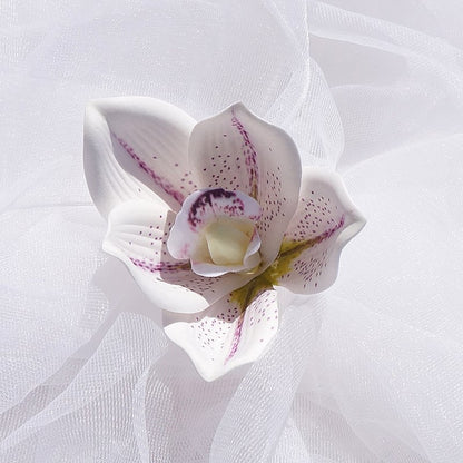 Realistic 3D Printed Silk Flower Orchid Head – Perfect for Wedding Decorations, Elegant Gifting, and Fashion Accessories