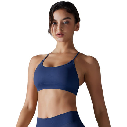 Seamless Quick Dry Yoga Sports Bra for Women Sweat Wicking Comfortable Compression Workout Top with Cross Back Design for Running Gym and Yoga