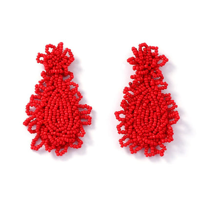 Bohemian Chic Handmade Beaded Flower Earrings – Unique, Statement-Making Jewelry for Trendy Women