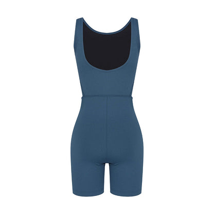 Sleeveless U Back Yoga Bodysuit with Removable Cup Pads for Sports Fitness Highlights Your Peachy