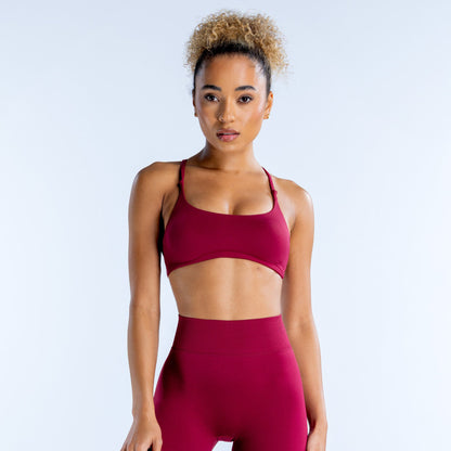 High Elasticity Full Matte Seamless Sports Bra with Cross Back Design for Yoga and Active Wear