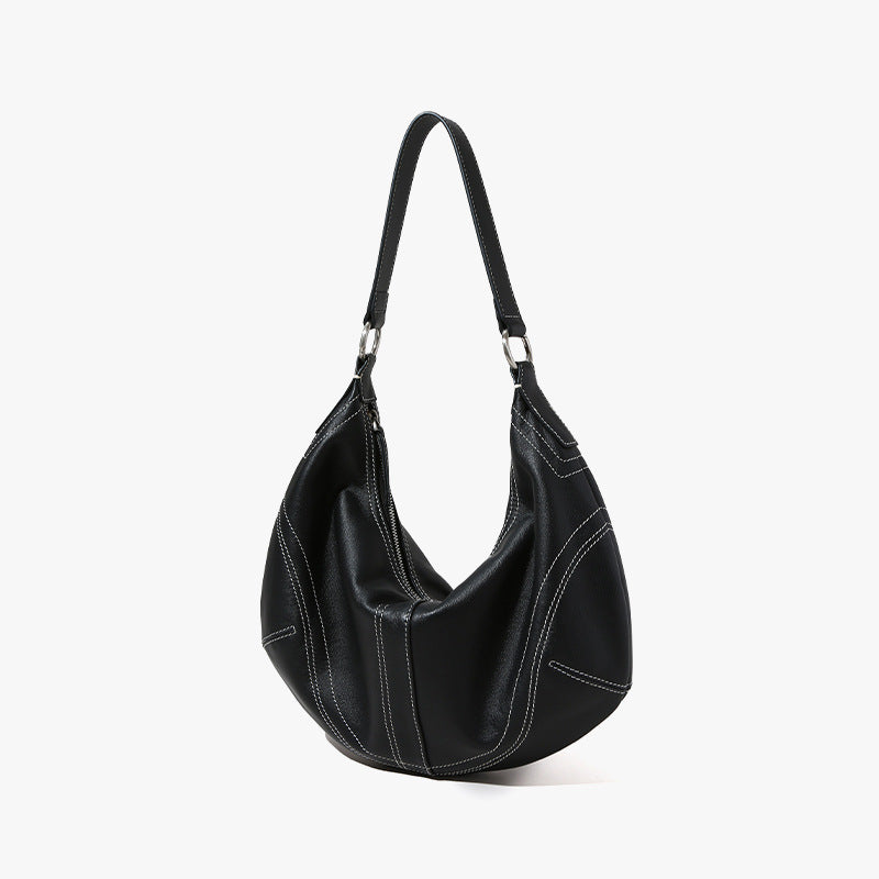 Women's Crystal Grain Layer Leather Dumpling Bag Luxury Feel Crossbody and Handbag for Elevated Style