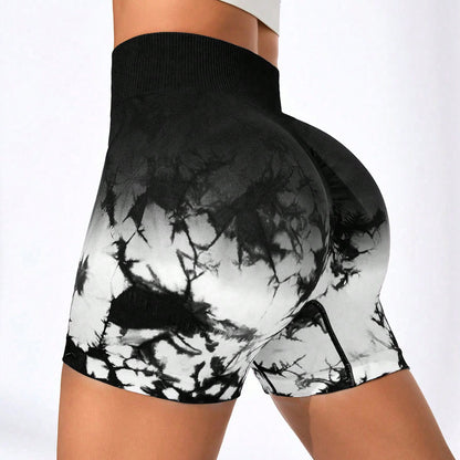 Spring Tie Dye High Waist Seamless Yoga Shorts for Women Sculpting Comfortable and Workout Fitness Shorts