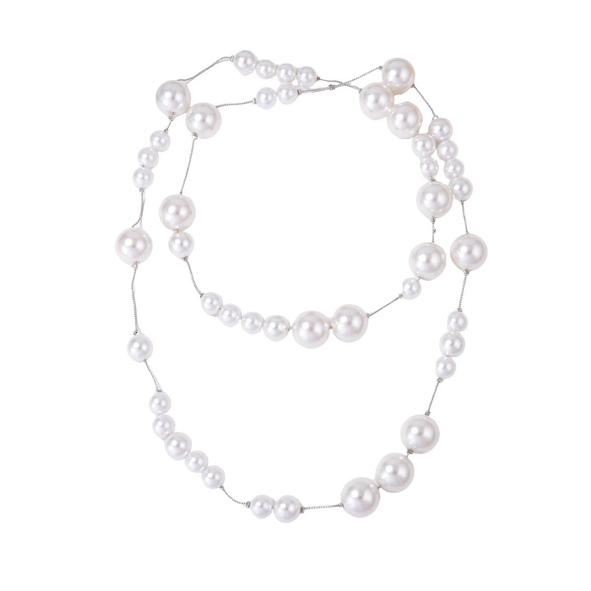 Elegant Minimalist Imitation Pearl Long Chain Necklace - Versatile Sweater Layering or Standalone Piece for Women