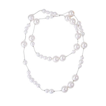 Elegant Minimalist Imitation Pearl Long Chain Necklace - Versatile Sweater Layering or Standalone Piece for Women