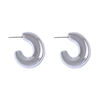 Chic Minimalist Geometric C-Shape CCB Earrings for Women – Versatile & Unique Fashion Accessory for Any Occasion