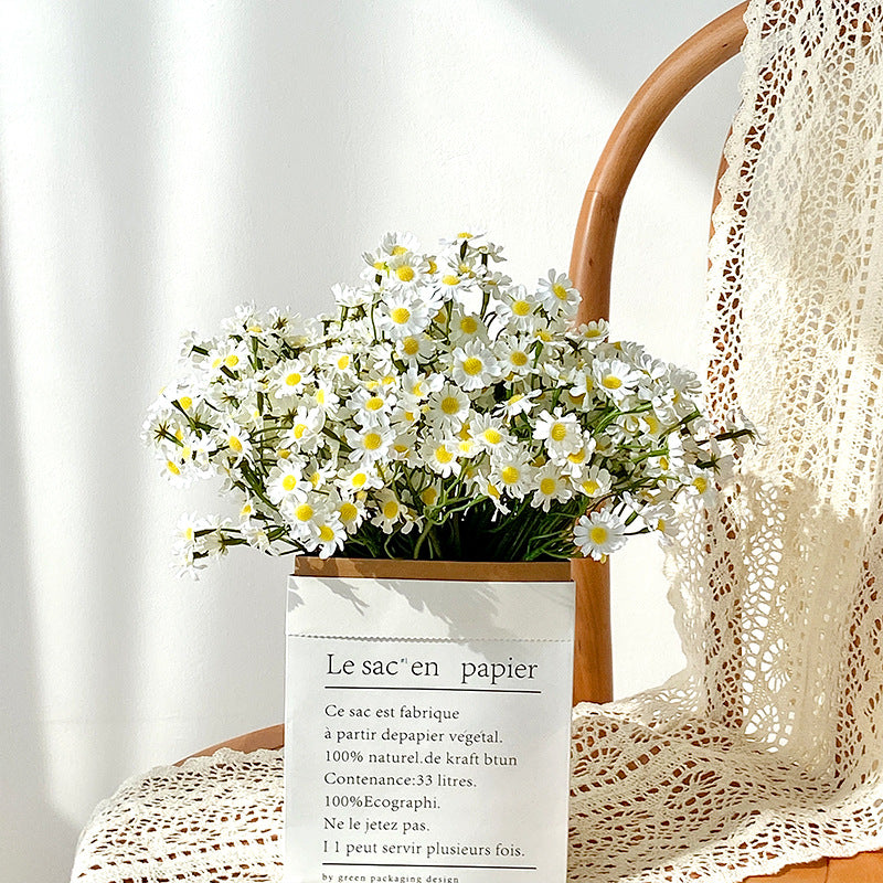 Charming Faux Flower Bouquet with Dainty Daisy & Chamomile Accents - Perfect for Living Room Decor, Dining Table Centerpiece, and Photography Props