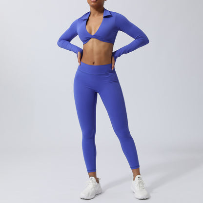 High Waisted Sculpting Yoga Pants and Quick Dry Long Sleeve T Shirt Fitness Set with Built In Bra for Comfort During Workouts