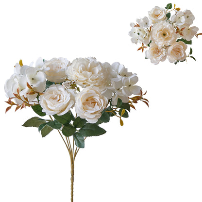 Stunning European-Style Artificial Floral Arrangements: Snowflake Hibiscus, Peony, Hydrangea & Rose Bouquets for Weddings and Event Decor – Perfect for Storefront and Home Decorative Touch