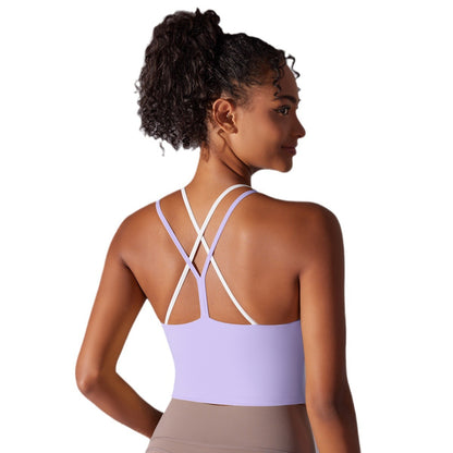 Seamless Sports Bra with Built in Cups Back Design for Yoga Running and Fitness