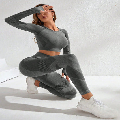 Seamless Long Sleeve Peach Butt Leggings Workout Set for Women Quick Dry Ultra Stretch Yoga Outfit for Comfort and Performance