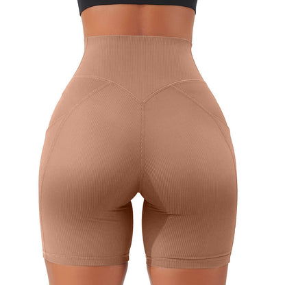 High Performance Women's Athletic Shorts with Pockets Butt Lifting Cross Waist Ribbed Yoga Shorts for an Active Lifestyle